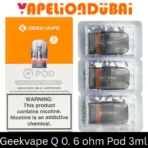 Geekvape Q Pod Cartridge 3ml with 0.6Ω built-in coil for smooth flavor and balanced vapor