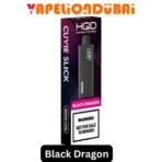 HQD Cuvie Slick 6000 Puffs Black Dragon vape with 1400mAh battery, mesh coil, and 15ml e-liquid – exotic blackcurrant and dragon fruit flavor