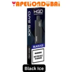 HQD Cuvie Slick 6000 Puffs Black Ice disposable vape with 1.0Ω mesh coil, 1400mAh battery, and 15ml e-liquid – refreshing menthol sensation with dark fruit flavor