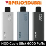HQD Cuvie Slick 6000 Puffs vape with 1.0Ω mesh coil, 1400mAh battery, and 15ml e-liquid – ideal for smooth, long-lasting vaping across the UAE