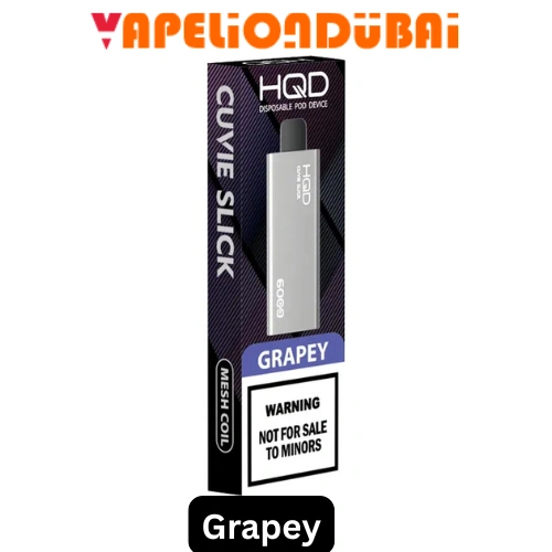 HQD Cuvie Slick 6000 Puffs Grapey flavor disposable vape with juicy grape taste, 1400mAh battery, mesh coil, and 15ml e-liquid