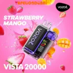 Vozol Vista 20000 Puffs Strawberry Mango in Dubai with 24ML e-liquid and LED display.
