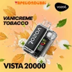 Vozol Vista 20000 Puffs Vanicream Tobacco in Dubai with 24ML e-liquid and LED display.