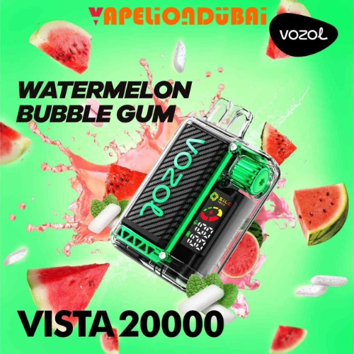 Vozol Vista 20000 Puffs Watermelon Bubble Gum in Dubai with 24ML e-liquid and LED display