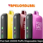 Pod Salt 15000 Puffs Disposable Vape with 650mAh rechargeable battery, mesh coil, and 20mg nicotine salt