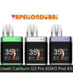 Uwell Caliburn G3 Pro KOKO Pod Kit with TFT display and sleek design.