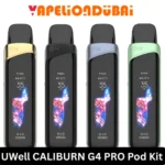 Uwell Caliburn G4 Pro vape Kit with touchscreen interface and customizable vaping modes