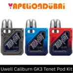 Uwell Caliburn GK3 Tenet Pod System Kit with 1000mAh battery, 25W output, 2.5ml pod, Jaeger Mecha design, and Pro-FOCS flavor technology
