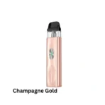 Vaporesso Xros 4 Mini Pod Kit in champagne gold with 30W power, 1000mAh battery, adjustable airflow, and USB Type-C charging