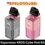 Vaporesso XROS Cube Pod Kit with clear pod, adjustable airflow, and 360° LED lighting.