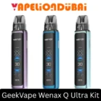 GeekVape Wenax Q Ultra 30W Pod Kit with 1300mAh battery, 3ml refillable pod, and adjustable airflow