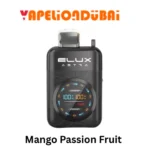 Elux Astra 50000 Puffs Mango Passion Fruit disposable vape with sweet mango and tangy passion fruit flavor.