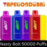 Nasty Bolt 50000 Puffs disposable vape with dual mesh coil and rechargeable 1000mAh battery