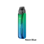 Neon Blue VOOPOO VMATE MAX Pod Kit glowing with RGB light bars and 1200mAh battery