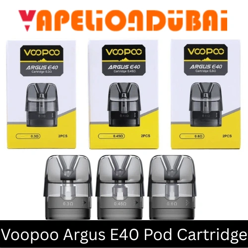 Voopoo Argus E40 Pod Cartridge 2-pack – refillable pods with 4.5mL capacity, side-fill design, and magnetic connection, compatible with PnP X coils