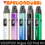 VOOPOO Argus G3 Pod Kit 1500mAh with 0.96-inch TFT screen, adjustable 5–30W output, and sleek metal body