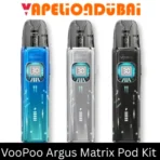 Voopoo Argus Matrix Pod Kit with 1350mAh battery, 30W output, and LED screen design using Argus Top Fill Cartridge V2