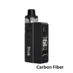 VOOPOO Drag E60 Pod Mod Kit in Carbon Fiber finish with top-fill PnP Pod II tank and 60W adjustable output.