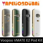 Voopoo VMATE E2 Pod Kit with 1500mAh battery, 30W max output, adjustable airflow, top-fill 3 ml pod, and premium dual-leather body design