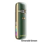 Voopoo VMATE E2 Pod Kit Emerald Green with 1500 mAh battery, 30 W power, adjustable airflow, and leak-resistant top-fill pod