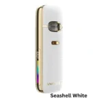 Voopoo VMATE E2 Pod Kit in Seashell White with 1500 mAh battery, 30 W output, and top-fill 3 ml pod in a soft leather finish