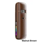 Voopoo VMATE E2 Pod Kit Walnut Brown featuring 1500 mAh battery, 30 W max output, and leather finish for a classic look