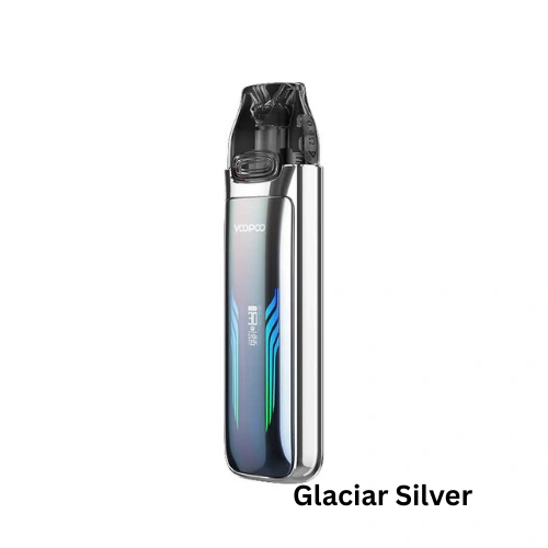 OOPOO VMATE MAX 1200mah Pod Kit – Glacier Silver Glacier Silver VOOPOO VMATE MAX Pod Kit featuring metallic finish, 1200mAh battery, and 5–30W output