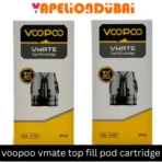 VOOPOO VMate Top Fill Replacement Pods in 0.4Ω and 0.7Ω models with clear PCTG body and magnetic connection