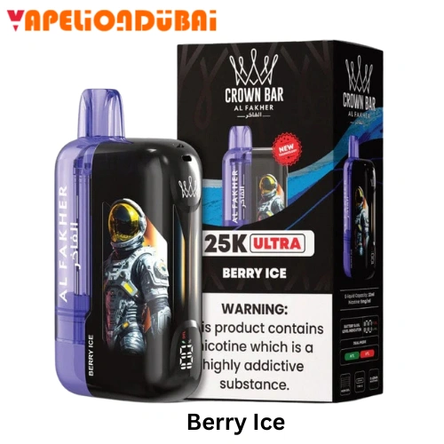Al Fakher Crown Bar Ultra 25000 Puffs Berry Ice vape with sweet and cool berry flavor