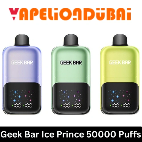 Geek Bar Ice Prince 50000 Puffs disposable vape with mesh coil and cooling mode, available in Dubai UAE