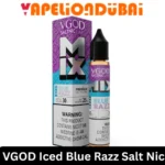 VGOD Iced Blue Razz Salt Nic 30ml e-liquid bottle with blue raspberry and menthol flavor
