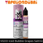 VGOD Iced Bubble Grapes SaltNic 30ml bottle with grape and bubblegum flavor and cool menthol finish