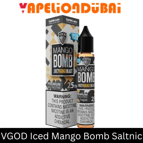 VGOD Iced Mango Bomb Salt Nic 30ml bottle with icy mango flavor