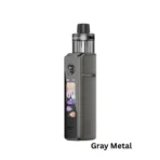 VooPoo Drag X3 in gray metal with 80W output, 1.66″ touchscreen, capacitive unlock, and 5 mL PnP X pod