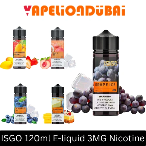 Isgo 120ml E Juice 3MG nicotine vape liquid with multiple flavor options