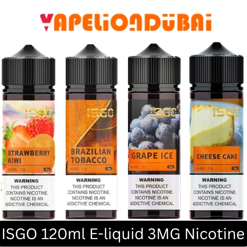 Isgo 120ml E Juice 3MG nicotine vape liquid bottle