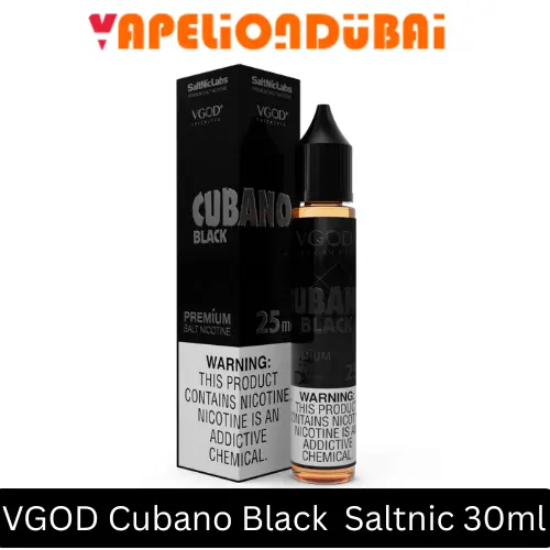 VGOD Cubano Black SaltNic 30ml bottle with a rich tobacco and smooth vanilla blend