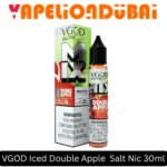 VGOD Iced Double Apple Salt Nic 30 mL bottle with red and green apple flavor and icy finish