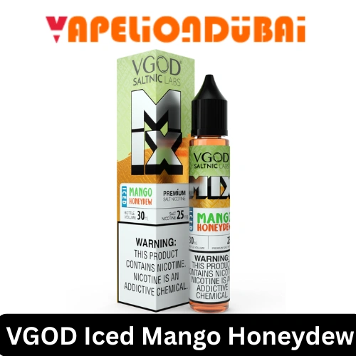 VGOD MIX Iced Mango Honeydew SaltNic e-liquid with sweet mango, mellow honeydew, and a cool refreshing finish