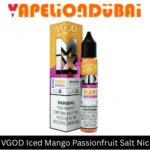 VGOD MIX Iced Mango Passionfruit Salt Nic 30ml bottle with mango, passionfruit, and iced flavor.
