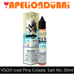 VGOD MIX Iced Pina Colada Salt Nic e-liquid bottle with pineapple and coconut flavor