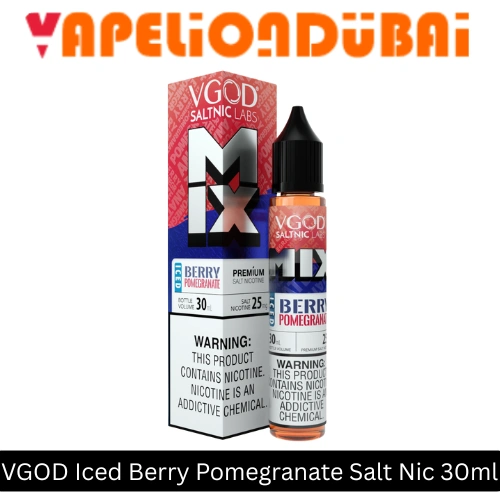 VGOD MIX Iced Berry Pomegranate 30ml Salt Nic E-Liquid VGOD MIX Iced Berry Pomegranate SaltNic 30ml e liquid with sweet mixed berries tangy pomegranate and icy menthol finish