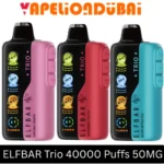 Elf Bar TRIO 40000 Puffs rechargeable disposable vape with digital display available in Dubai