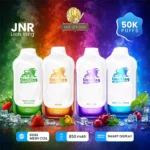 JNR Lion King 50000 Puffs rechargeable disposable vape with OLED display and dual mesh coil