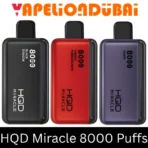HQD Miracle 8000 Puffs zero nicotine disposable vape with rechargeable battery and LED display