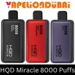 HQD Miracle 8000 Puffs zero nicotine disposable vape with rechargeable battery and LED display