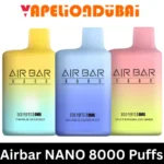 Air Bar Nano 800 Puffs 0 mg disposable vape with 3.2 mL e-liquid and 550 mAh battery in Dubai