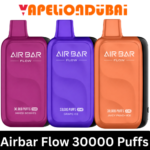 Airbar Flow 30000 Puffs 20mg disposable vape device with 850 mAh rechargeable battery and 30 mL pre-filled e-liquid