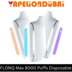 FLONQ Max S 8000 Puffs rechargeable disposable vape with dual mesh coil and LCD display