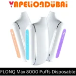 FLONQ Max S 8000 Puffs rechargeable disposable vape with dual mesh coil and LCD display